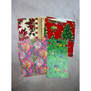 Vintage Wrapping Paper Lot 1950s 1970s MCM Kitschy Christmas